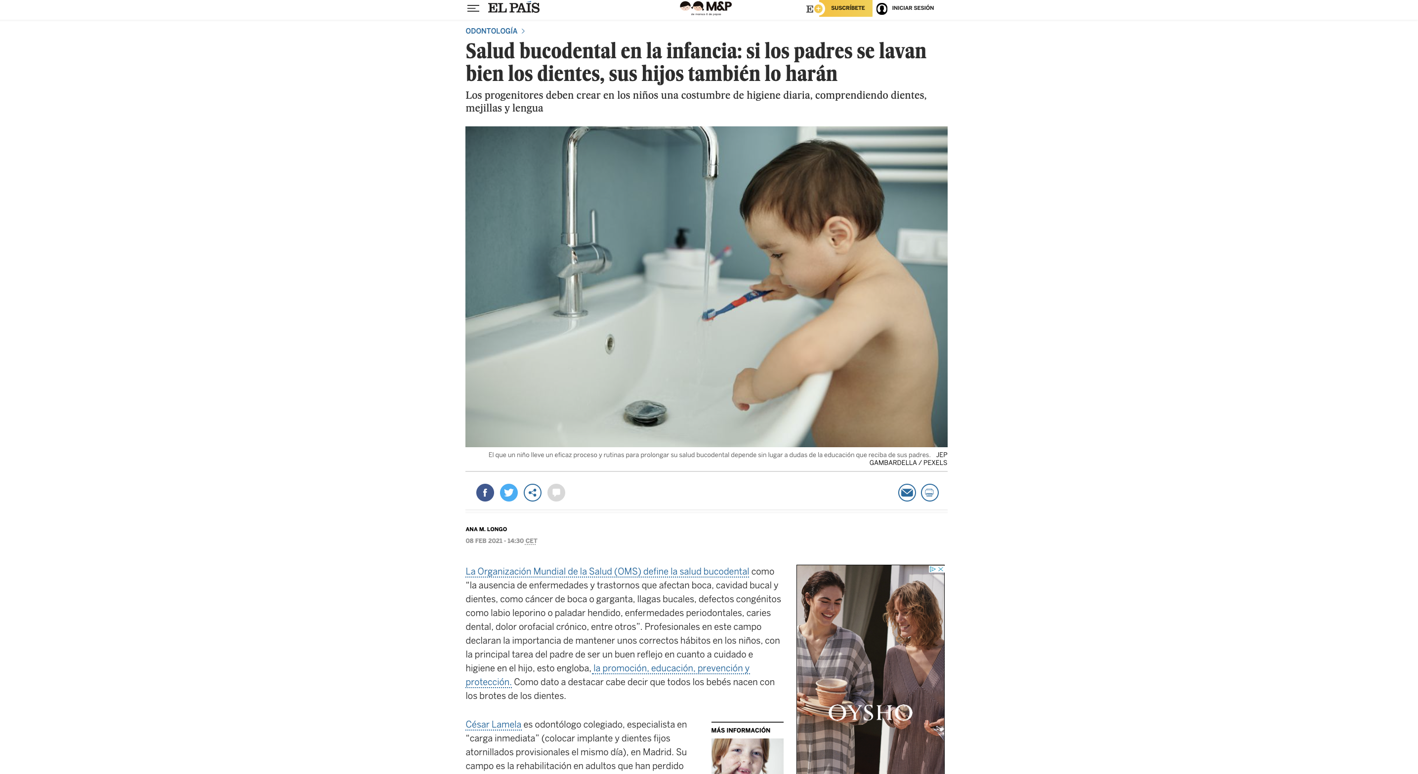 Salud bucodental en la infancia: si los padres se lavan bien los dientes, sus hijos también lo harán